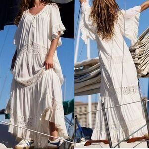 NWOT Free People Dream On Maxi Dress White Lace Small